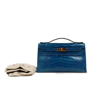 EVERYDAY BAGS Preowned Kelly Pochette Blue Myconos Alligator Shiny 6 ~item/2024/10/1/1_1