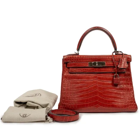 EVERYDAY BAGS Preowned Kelly Retourne 28 cm Rouge H Niloticus Matte Crocodile 7 ~item/2024/10/1/copy_of_11