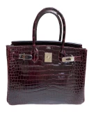 Preowned Birkin 30 Bordeaux Porosus Shiny