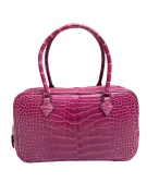 Preowned Mini Plume Elan 22cm Fuschia Alligator Shiny 