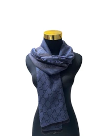 Preowned Scarf Wool Dark Blue