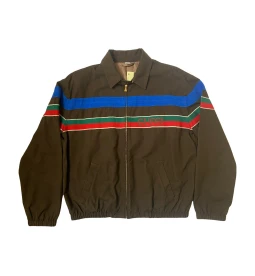 Preowned Logo Stripe Zip Up Jacket Brown 