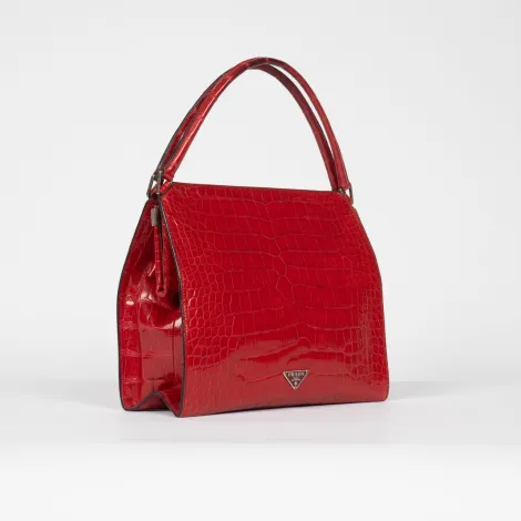 EVERYDAY BAGS Preowned Stampata Cocco 25 cm Red Shiny Crocodile Embossed 3 ~item/2024/10/2/lux09176_1536x1536