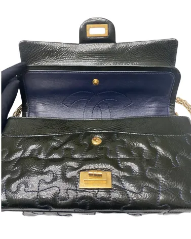 EVERYDAY BAGS Preowned Chanel 2.55 Pazzel classic Reisue Medium Dark Green Patent Leather  8 ~item/2024/10/3/img_1644