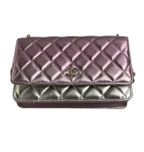 LIKE NEW Preowned Wallet on Chain Iridesent Pink Ombre Lambskin