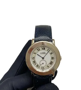 WATCHES Preowned Must The Cartier Ronde Stell Case, Year 1996 33 mm- Quartz Movement Black Leather 2 ~item/2024/10/4/img_1970