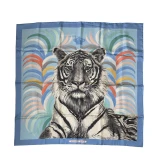 NEW Scraf Tiger Royal Double Face Silk Designed by Christiane Vauzelles